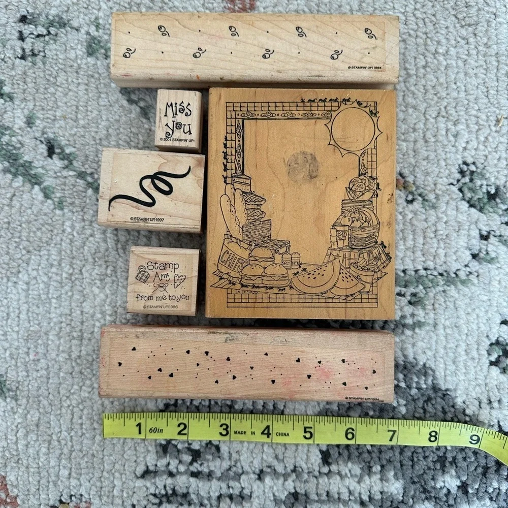 Vintage Wooden Rubber Stamps lot of 6